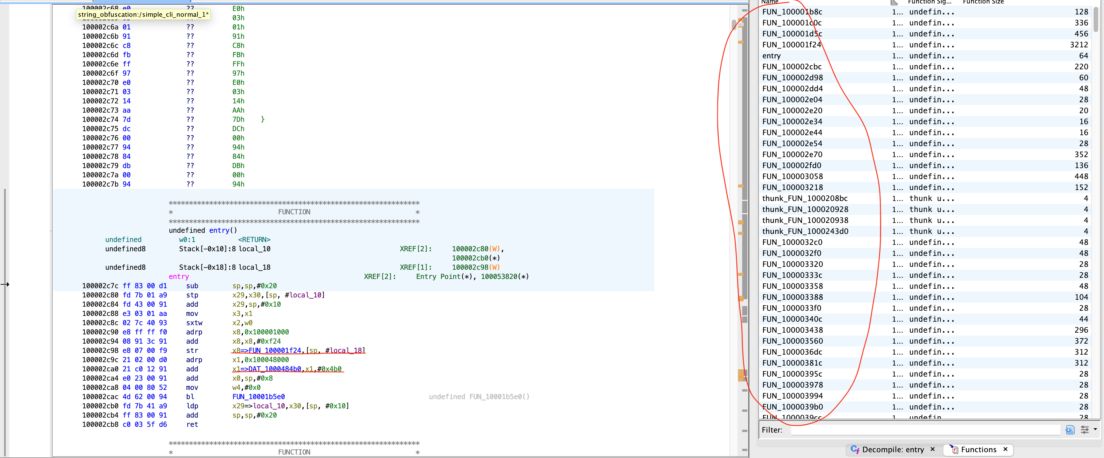 Stripped binary in Ghidra